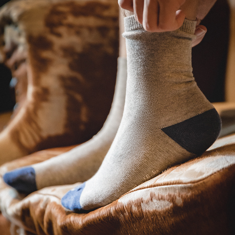 Vớ cotton Maden cổ cao thấm hút mồ hôi màu sắc nổi bật phong cách retro Nhật Bản