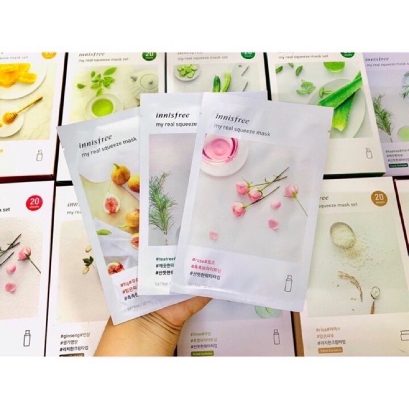 Mặt nạ giấy dưỡng ẩm,dưỡng da Hàn Quốc innisfree My Real Squeeze Mask 20ml, đủ 18 vị - SANNY'S