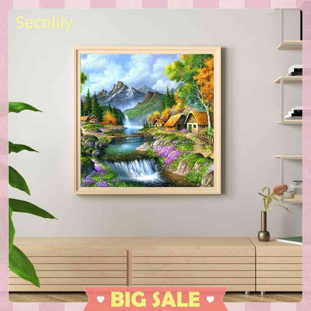 Bộ Tranh Thêu Chữ Thập DIY Hình Làng Núi 11CT