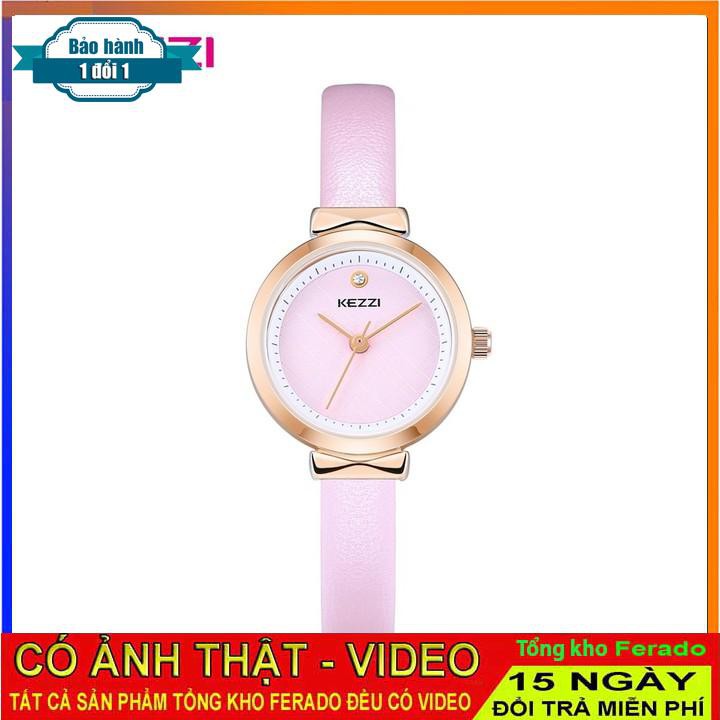 [ xả kho ] ĐỒNG HỒ NỮ KEZZI 1780, DÂY DA CAO CẤP, MẶT TRÒN KHÔNG SỐ