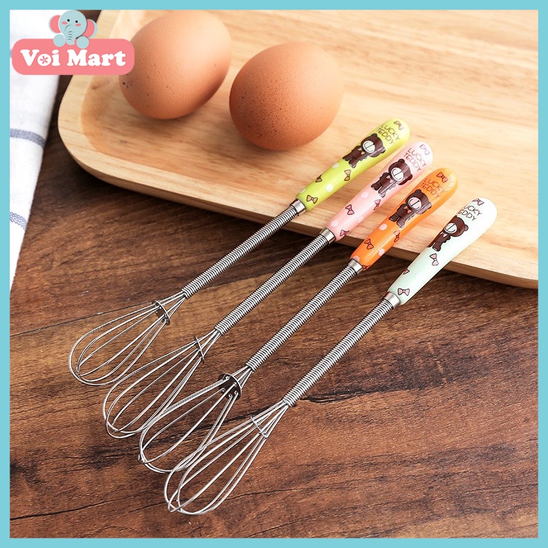 🐣HOT🐣 Dụng Cụ Đánh Trứng, Khuấy Bột inox Cán Gỗ Tiện Dụng Cho Mẹ Và Bé