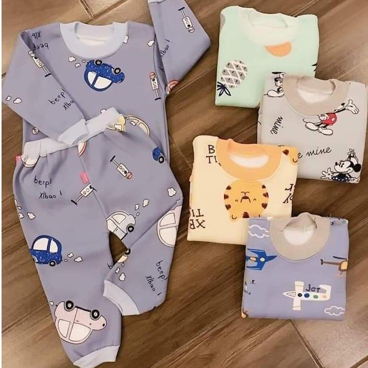 Bộ Nỉ Bông Họa Tiết Chui - Cho Bé Trai và Bé Gái 6kg - 18kg