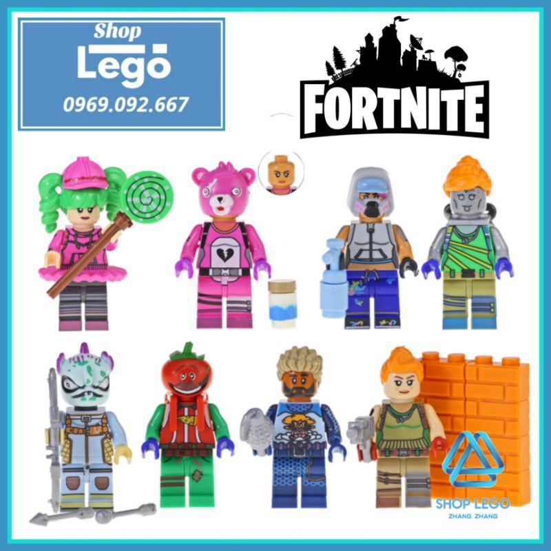 Xếp hình Fortnite Zoey - Cuddle - Teknique - Chromium Leviathan - Tomatohead - Brite Gunner Lego Minifigures POGO PG8203