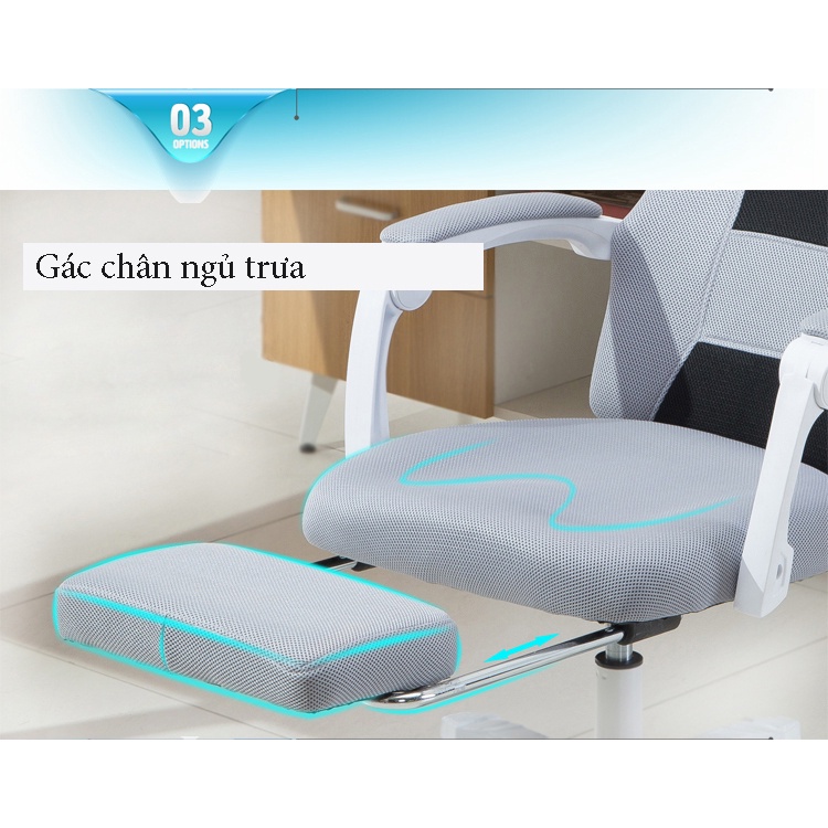 SD0645 Ghế văn phòng, ngả lưng gác chân mẫu phối màu