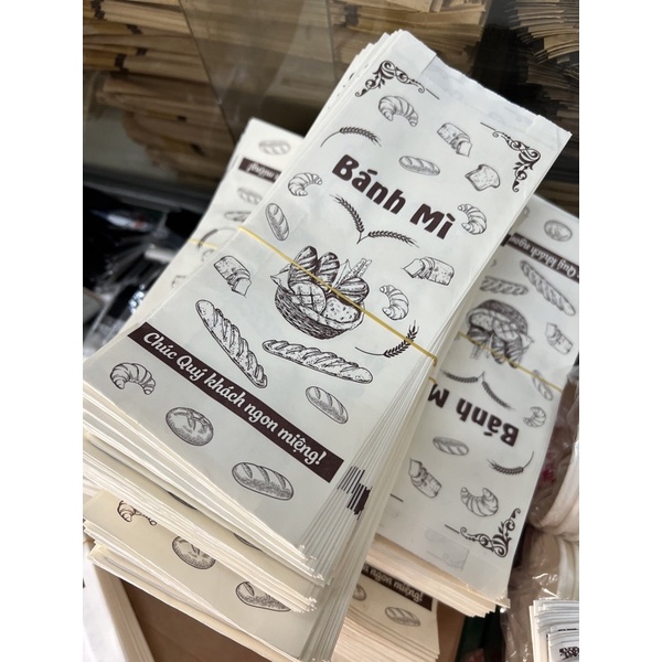 100 Túi Giấy Bánh Mì 10*25*4 In Sẳn