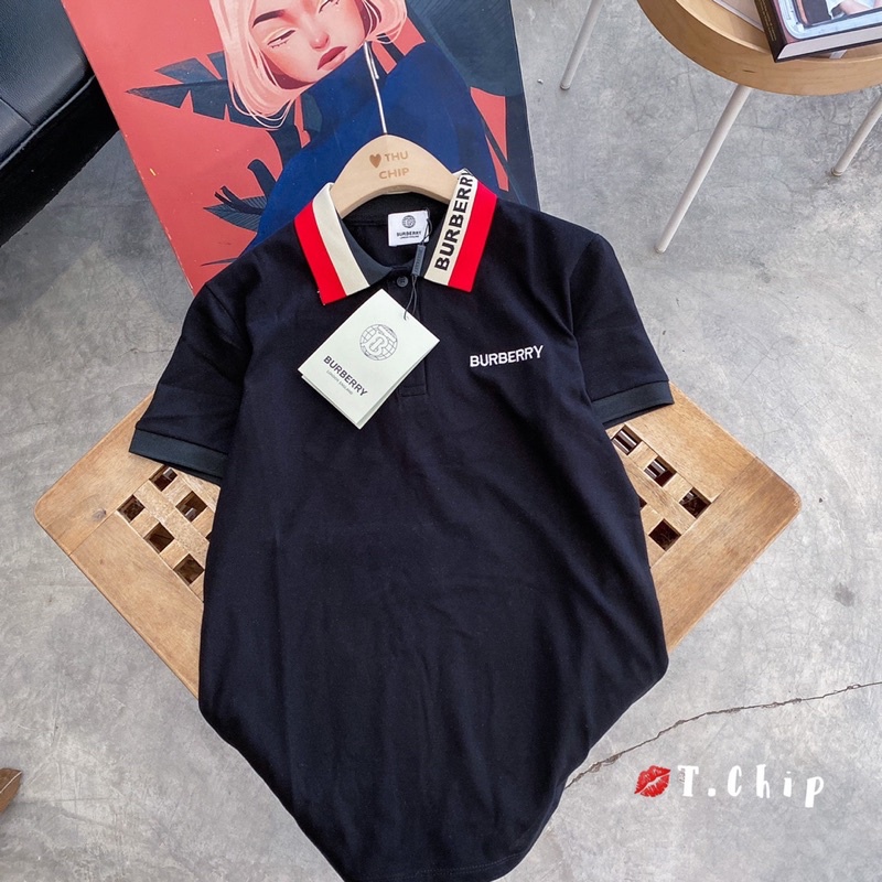 Áo polo cổ pha viền kẻ