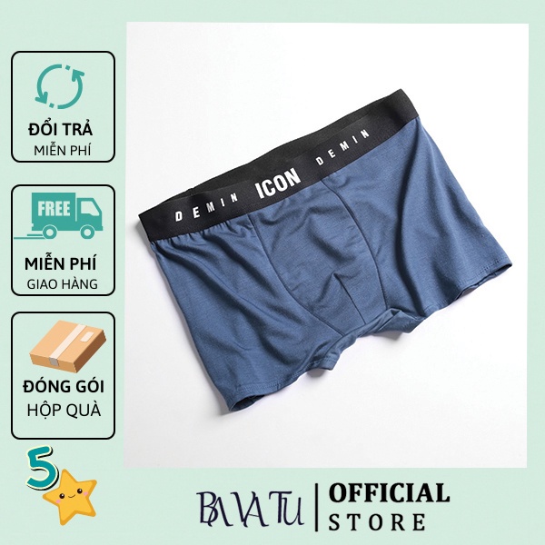 Quần lót nam boxer thun lạnh cotton co giãn 4 chiều ICON, quần sịp nam thun lạnh ICON Demin tặng kèm hộp - BAVATU