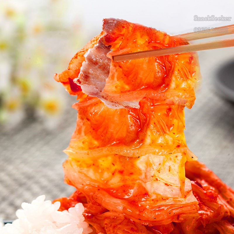[FREESHIP EXTRA]  Kim Chi Cải Thảo Hàn Quốc Chuẩn vị chua cay túi lớn 458gr - Đồ ăn vặt Snackseeker