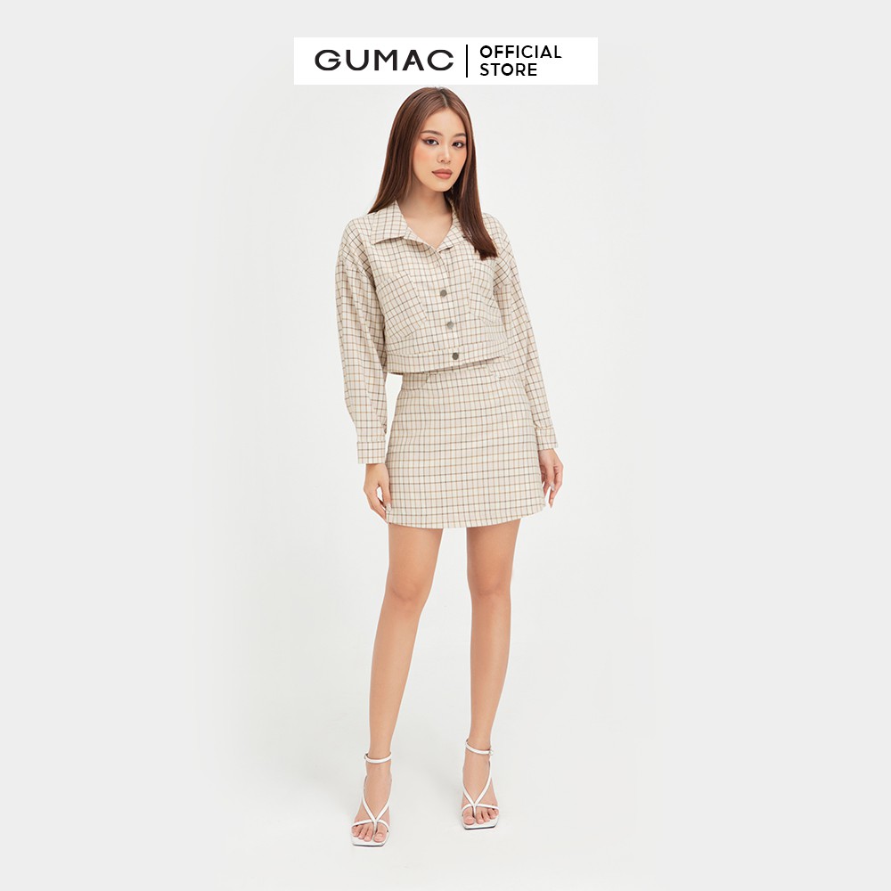 [Mã MABR07062 giảm 8% tối đa 50K đơn từ 249K] Chân váy nữ caro GUMAC phong cách Hàn Quốc sang trọng VB432