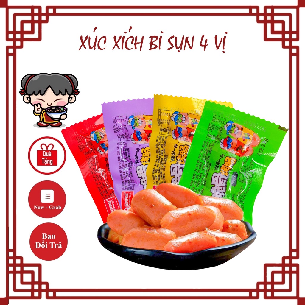 Xúc Xích Bi Sụn 4 Vị Loại 1, Xúc Xích Cay, Xúc Xích Sụn, Xúc Xích Nhỏ Tiện Dụng