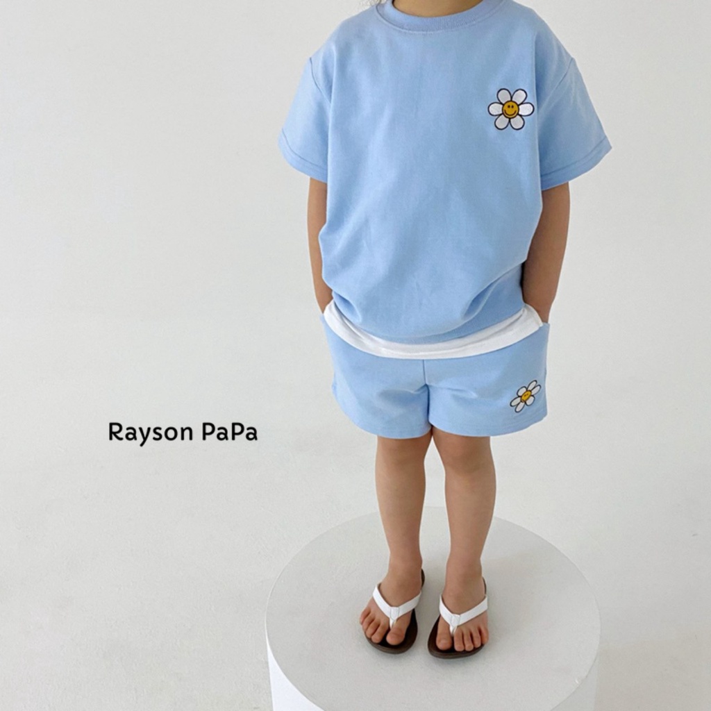 Bộ quân áo cộc tay bé trai, bé gái thêu hoa cúc vạt trắng chất cotton mềm thấm hút mồ hôi tốt cho bé