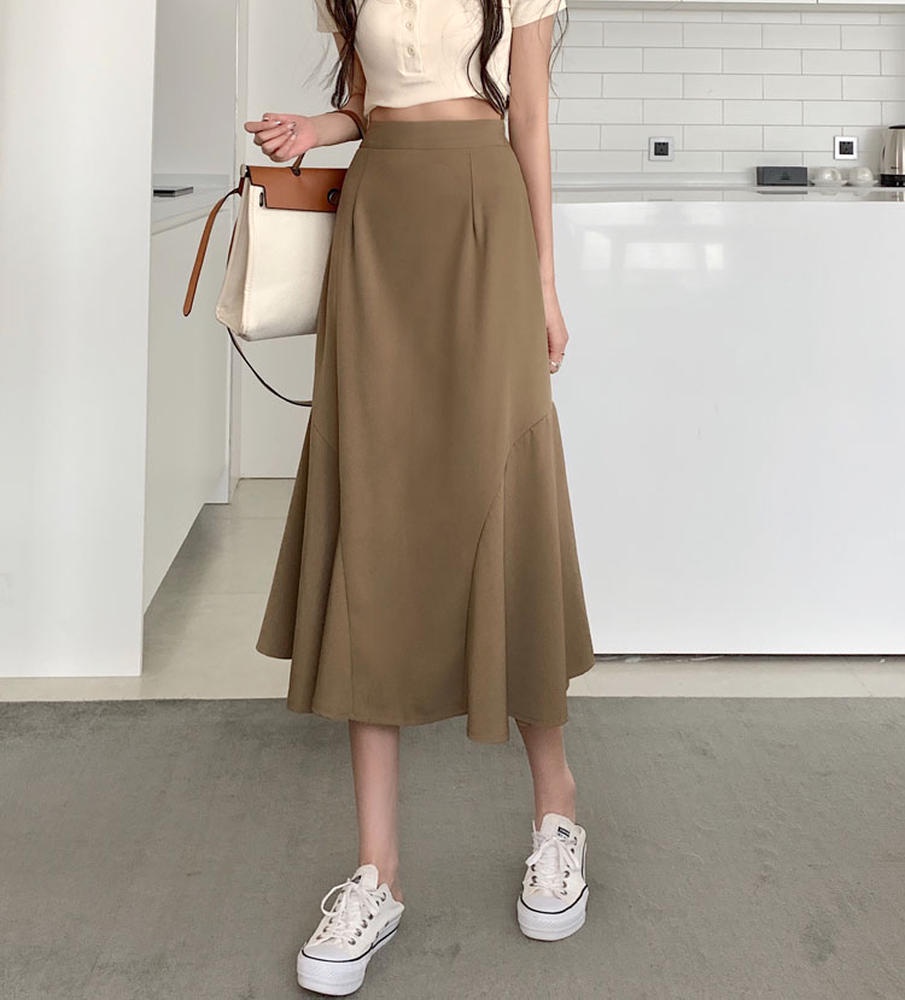 Chân Váy Dài Chữ A Lưng Thun Màu Trơn Phong Cách Mới 50620