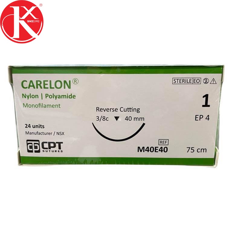 CHỈ PHẪU THUẬT KHÔNG TIÊU DÙNG TRONG THẨM MỸ CPT CARELON NYLON số 1 - M40E40 (hộp 24 tép)