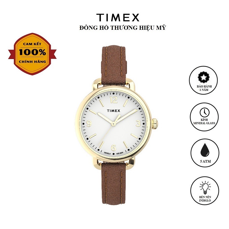 Đồng hồ Nữ Timex Essential 30mm TW2U60000 Dây Da - Chính Hãng