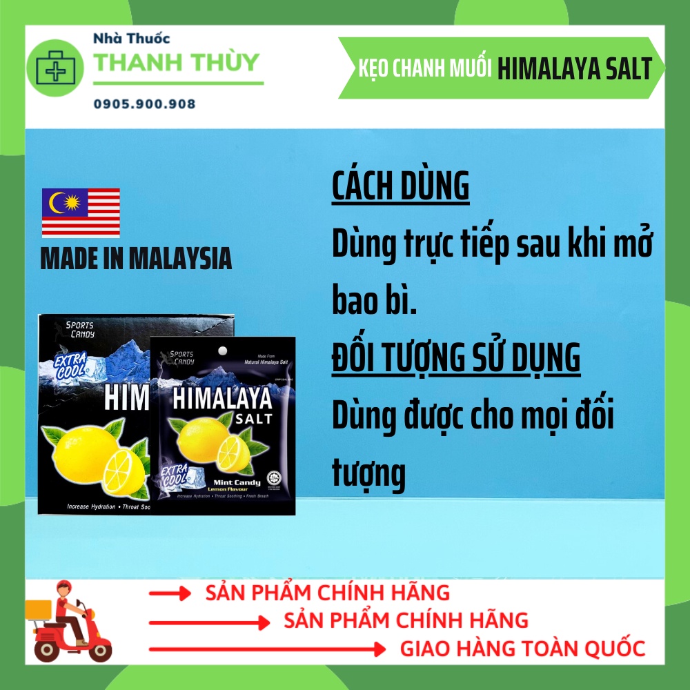 Kẹo Chanh Muối Himalaya Salt Vị Bạc Hà, Vị Gừng  Bù Khoáng, Thông Cổ Cọng