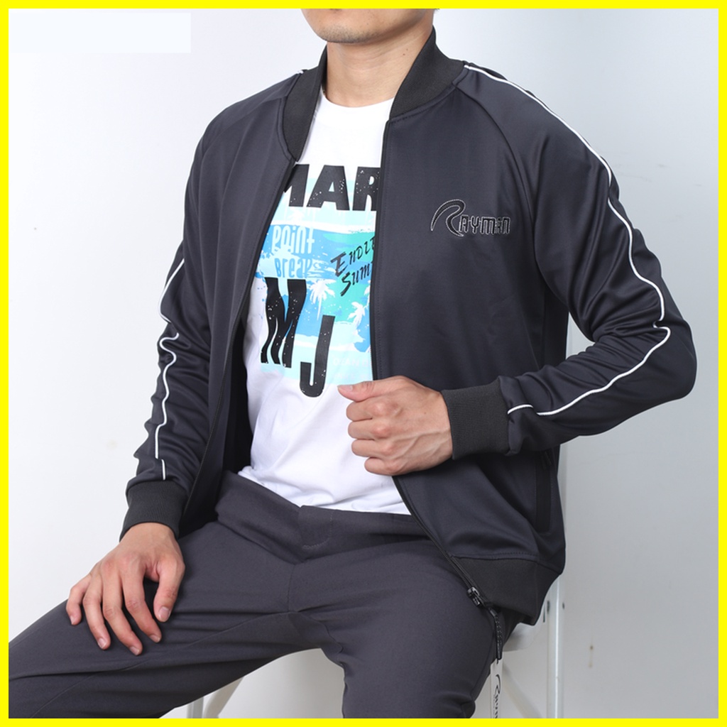 Áo Khoác Nam Bomber Vải Poly 2 Da Cao Cấp, Phối Lé Sọc Trắng Thời Trang mã KHOAC.35