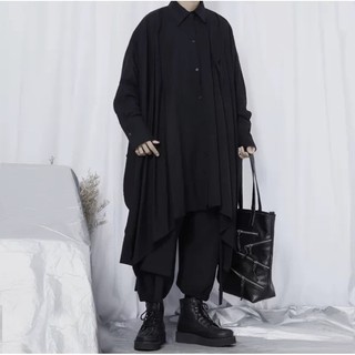 [CÓ SẴN - ẢNH THẬT] Sơ mi đen nam nữ dáng dài đuôi cá cao cấp form rộng phong cách Hàn Quốc