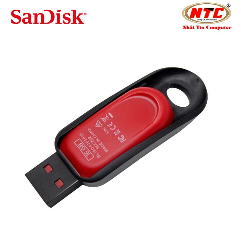 USB 2.0 Sandisk CZ62 Cruzer Snap 16GB kiểu trượt (Đen)