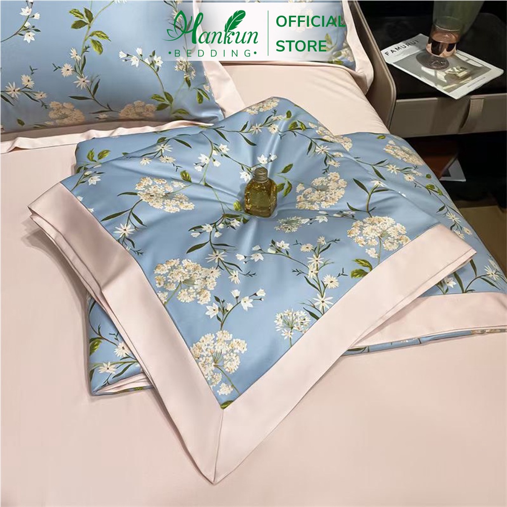 Chăn mền hè lụa thái tencel Hankun  bo viền chần bông kháng khuẩn siêu mát
