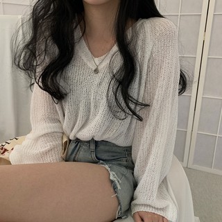 (order)Áo len mỏng dài tay cổ V. kéo sang để xem ảnh thật