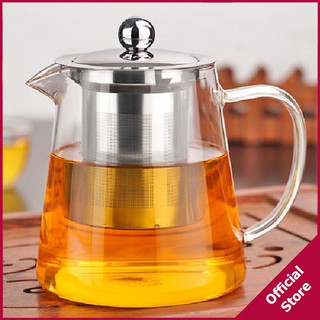Ấm pha trà thủy tinh nắp inox có lõi lọc 550ml