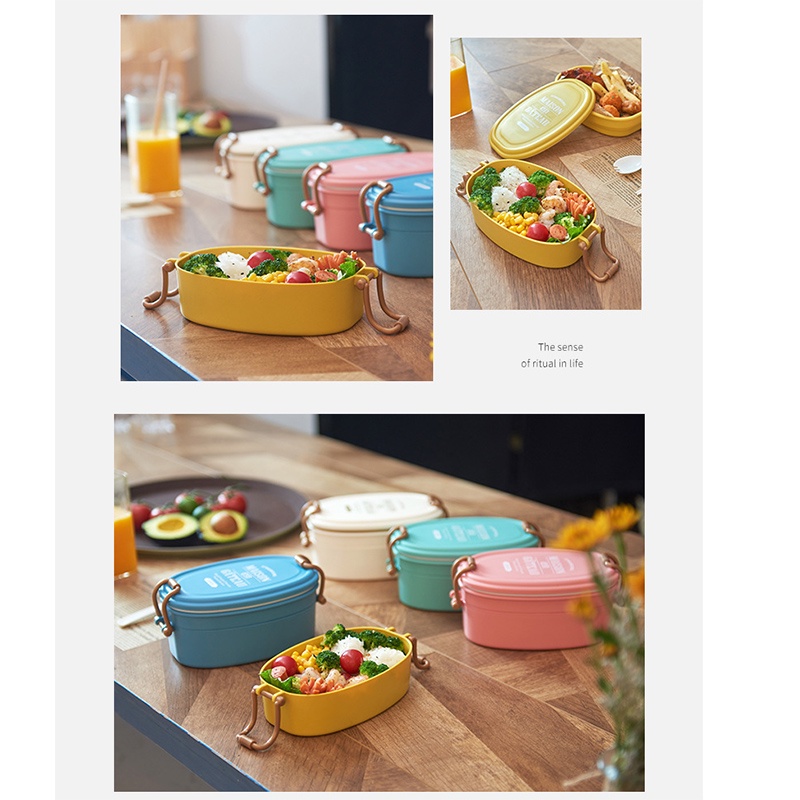 ONLY HOUSE Hộp cơm Hai Tầng Cách Nhiệt Đơn Giản Phong Cách Nhật Bản