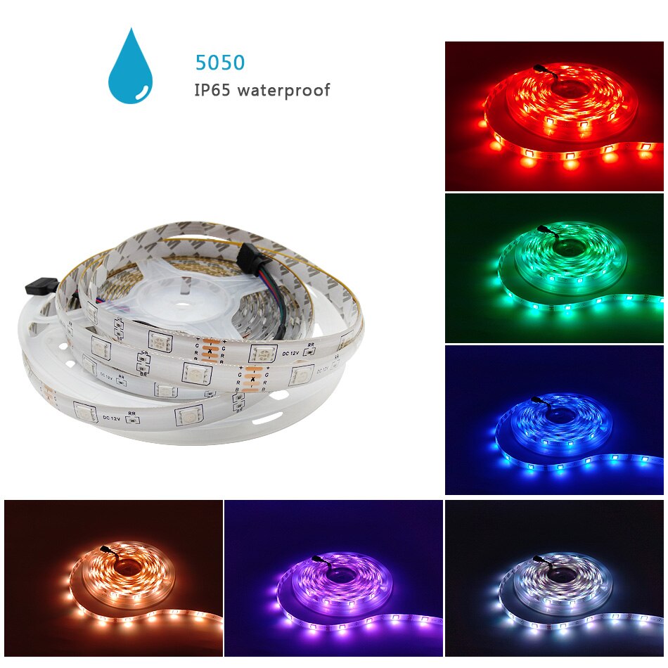 GBKOF Bộ điều khiển Wifi không dây Dải ánh sáng LED RGB SMD 5050 2835 DC12V Bộ chiếu sáng dải hồng ngoại cho gia đình và phòng Decro Băng diode linh hoạt