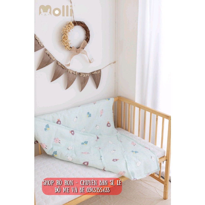 [Chính hãng] Chăn xô sợi tre trần bông MOLLI 1m*1m2 có thể tháo rời vỏ - Chăn xô MOLLI 4 mùa cao cấp cho bé - Shoproron