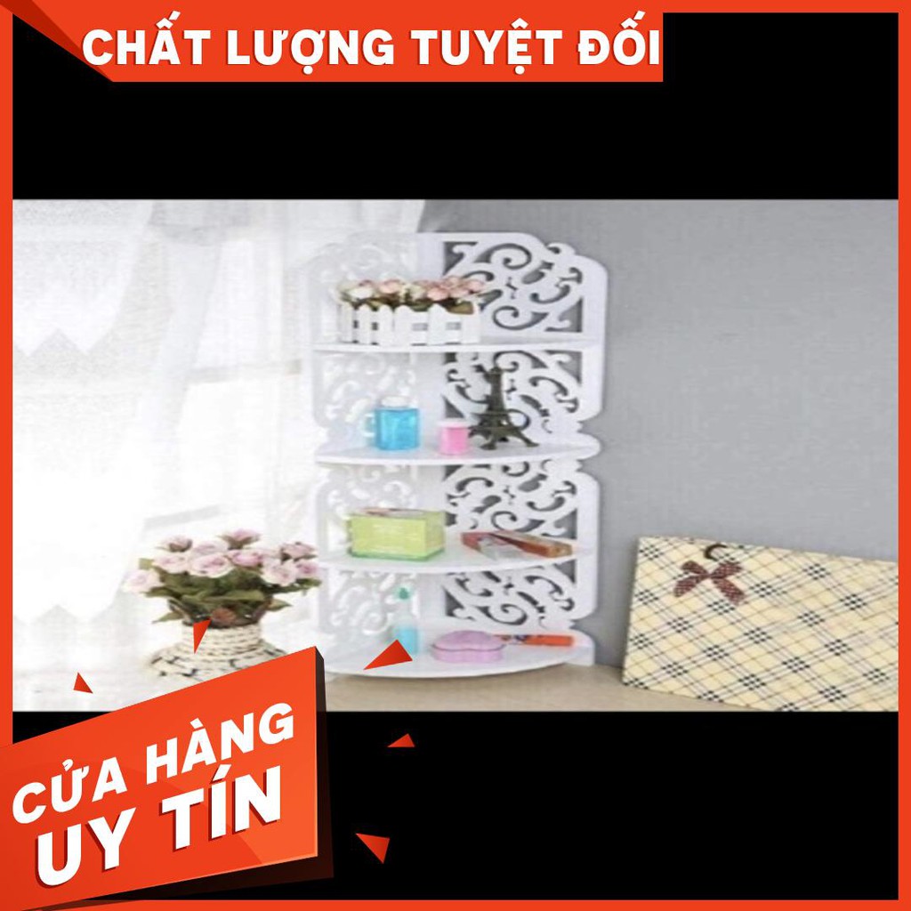 (Thanh lý kho giá sỉ) Kệ góc 4 tầng hoa văn bằng gỗ
