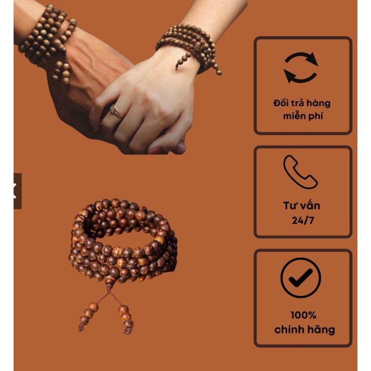 Vòng Tay Trầm Hương Chuỗi 108 Hạt Trầm 100% Tự Nhiên Cao Câp