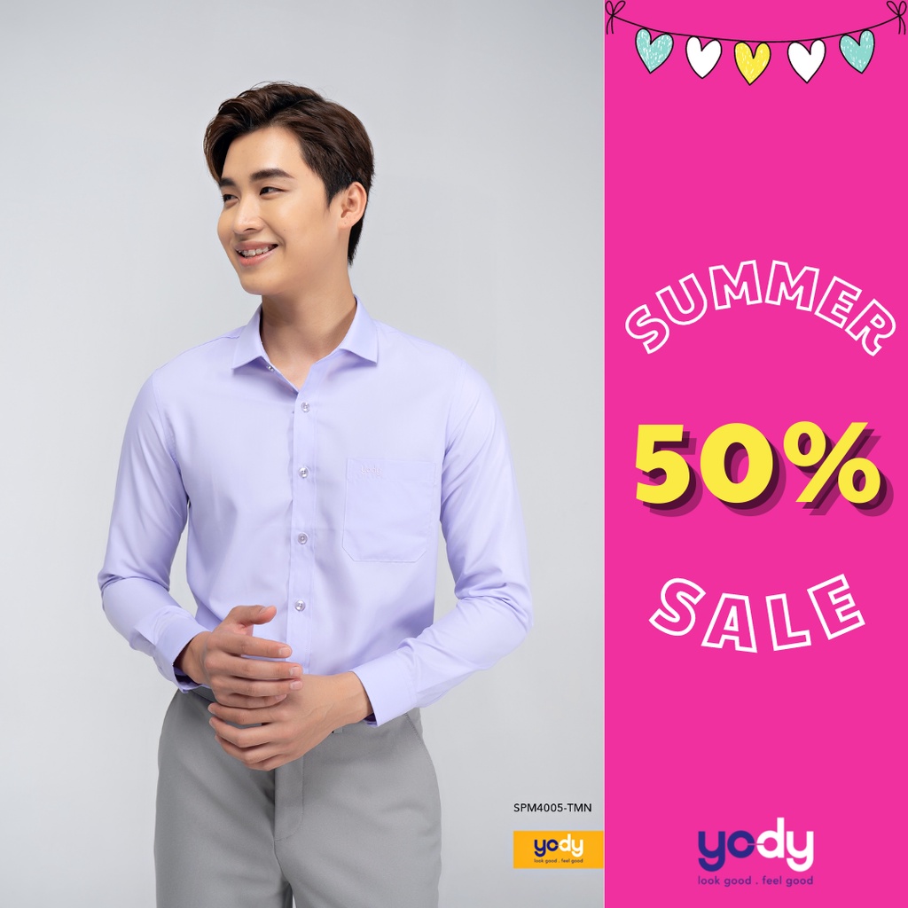 Áo Sơ Mi YODY Nam dài tay kiểu dáng slim có túi chống nhăn SPM4005