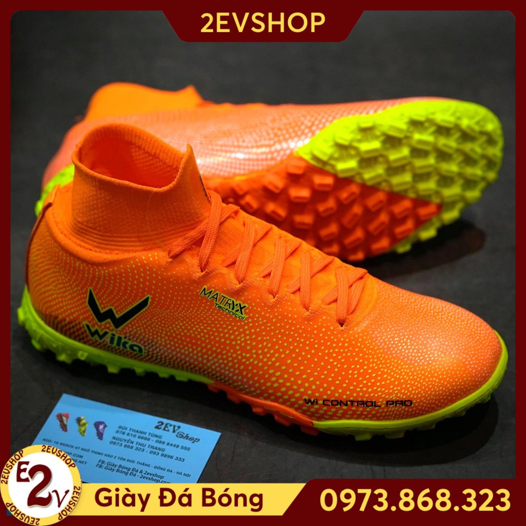 T TOKY SHOP [Freeship] Giày Bóng Đá 𝗪𝗶𝗸𝗮 𝗦𝘂𝗽𝗲𝗿 𝗦𝗽𝗲𝗲𝗱 Cam Cao Cổ (Tặng Tất Chống Trơn) Đã Khâu ☭