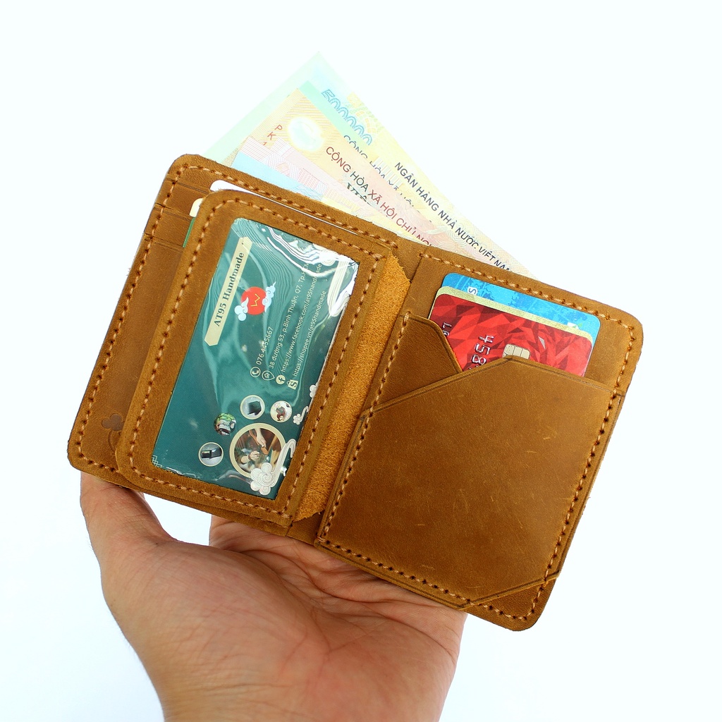 Ví đứng AUTHUR da bò thật hàng thủ công thương hiệu W