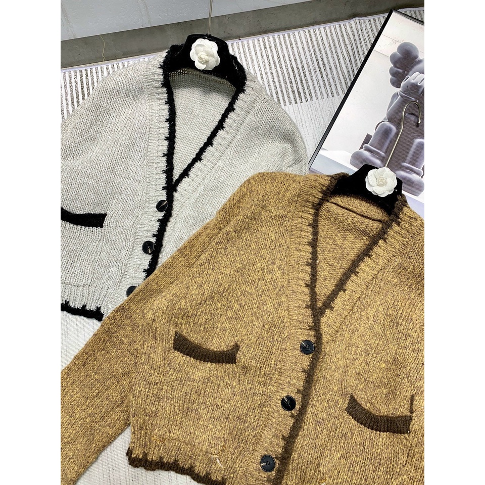 Áo khoác cardigan  - áo choàng nữ len miss khoác ngoài tay dài. Khoác Len lông Viền Tiểu Thư Quảng Châu L1