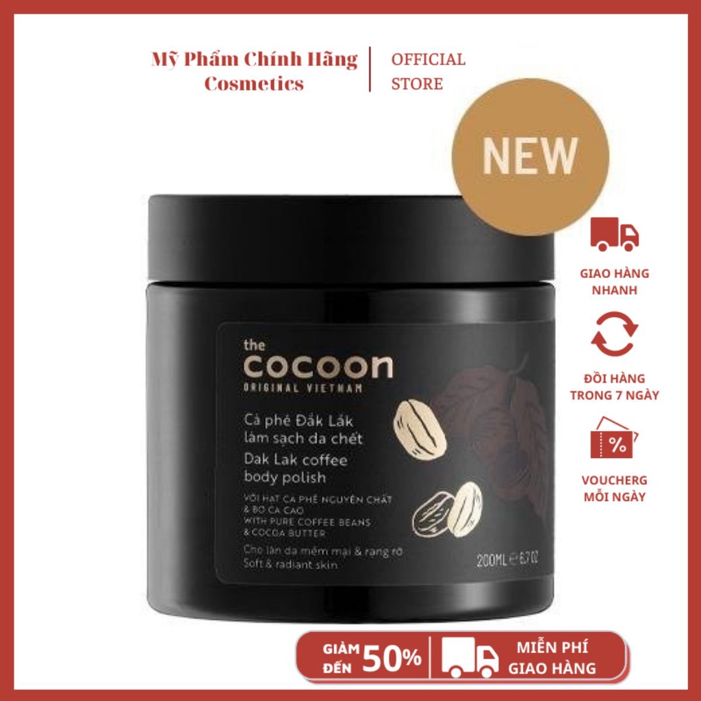 TẨY DA CHẾT TOÀN THÂN Cocoon Dak Lak Coffee Body Polish 200ml Từ Cà Phê Đắk Lắk