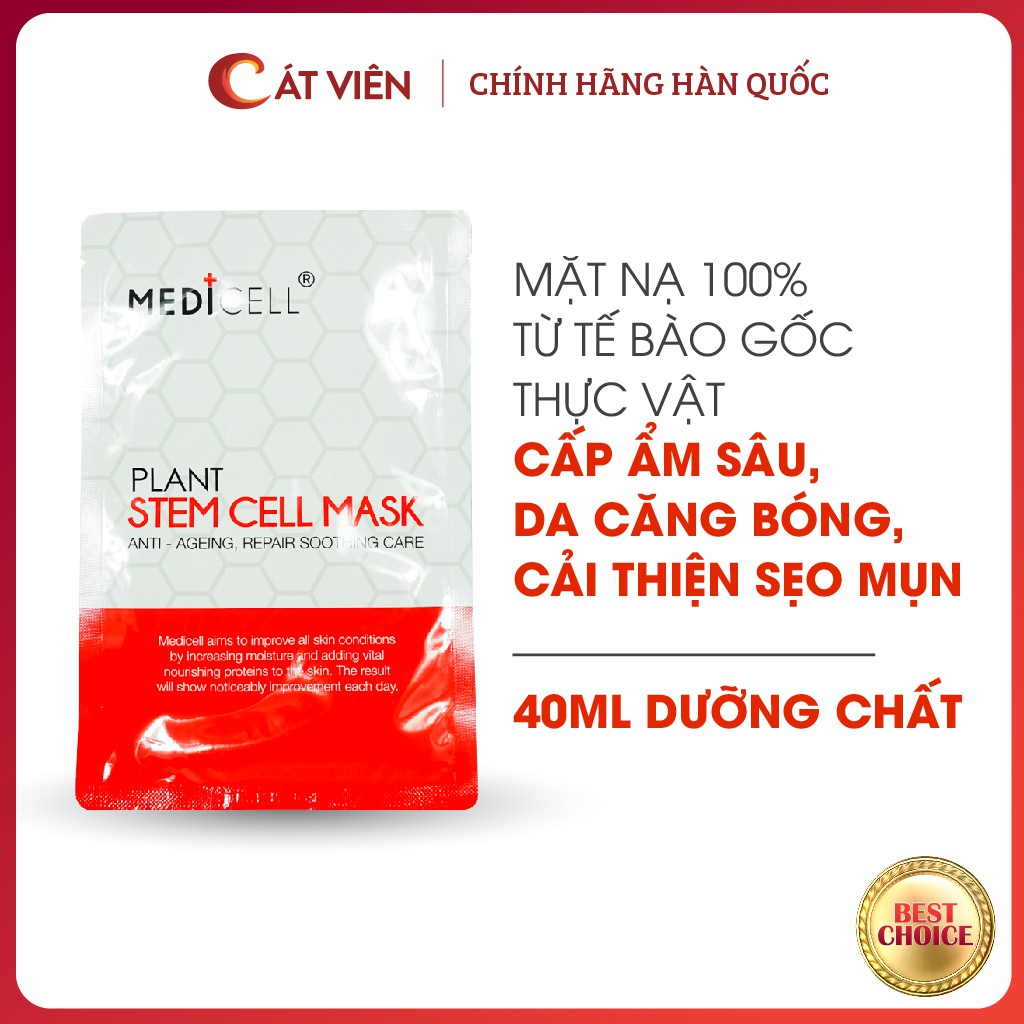 Mặt nạ dưỡng trắng tế bào gốc Medicell, cấp ẩm căng bóng da, thích hợp sử dụng sau lăn kim, nặn mụn, vi tảo da nám