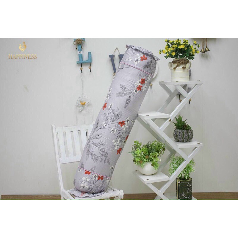 ( Nhiều Mẫu ) Vỏ Gối Ôm Hoạ Tiết Happiness Vải Cotton Hàn Quốc Kích Thước 35x100cm