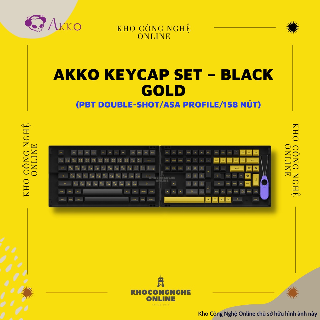 AKKO Keycap set – Black Gold (PBT Double-Shot/ASA profile/158 nút)