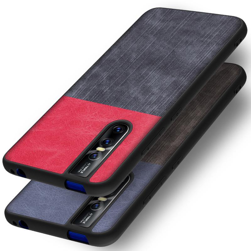 Ốp lưng PU phối Denim chống sốc cho Vivo V15 V15 Pro