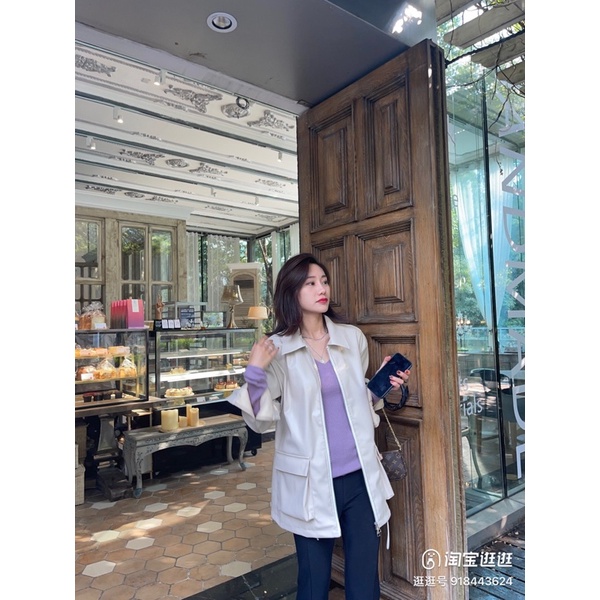 N39  Áo khoác da sơ mi phong cách thu đông có túi hộp vuông siu xinh siu sang COÁ ẢNH THẬT