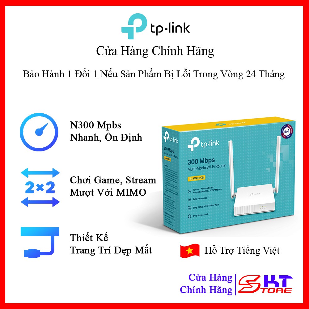 Bộ Phát Wifi TP-Link TL-WR820N Chuẩn N Tốc Độ 300Mbps - Hàng Chính Hãng