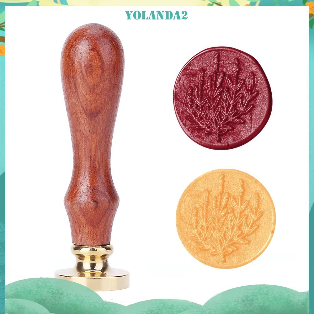 Con dấu sáp tay cầm gỗ hình thực vật cổ điển thích hợp cho trang trí thủ công phong bì thiệp cưới