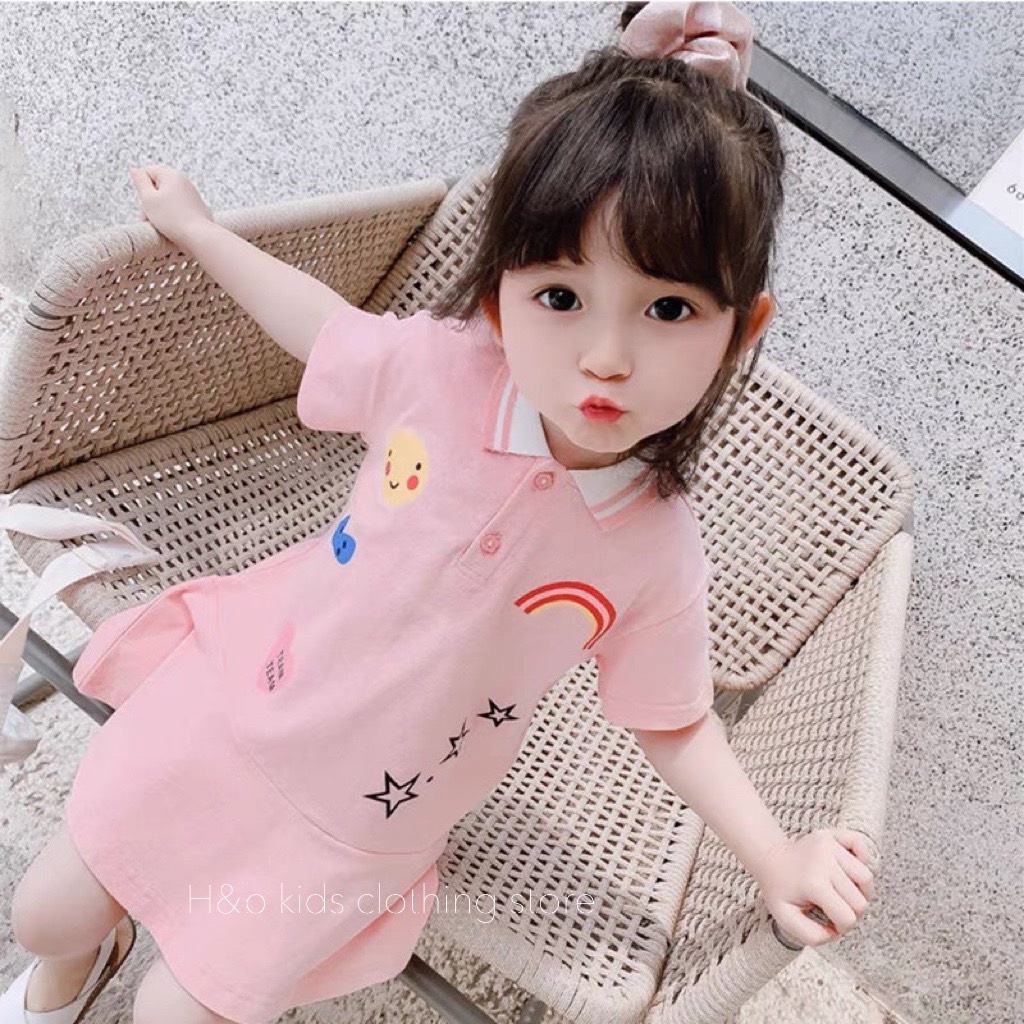 Váy cổ trụ đuổi cá ICON  cầu vồng  màu sắc tươi sáng cho bé gái