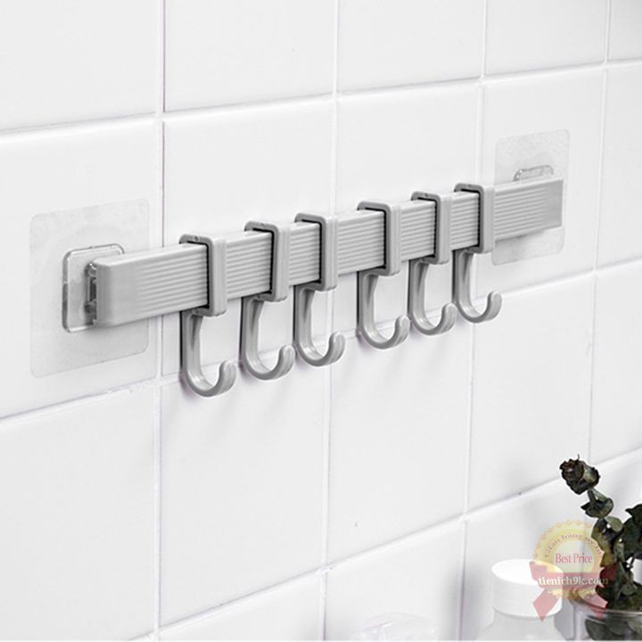 Móc treo quần áo đồ phòng tắm ngủ khách đa năng 6 chân di động dán góc tường