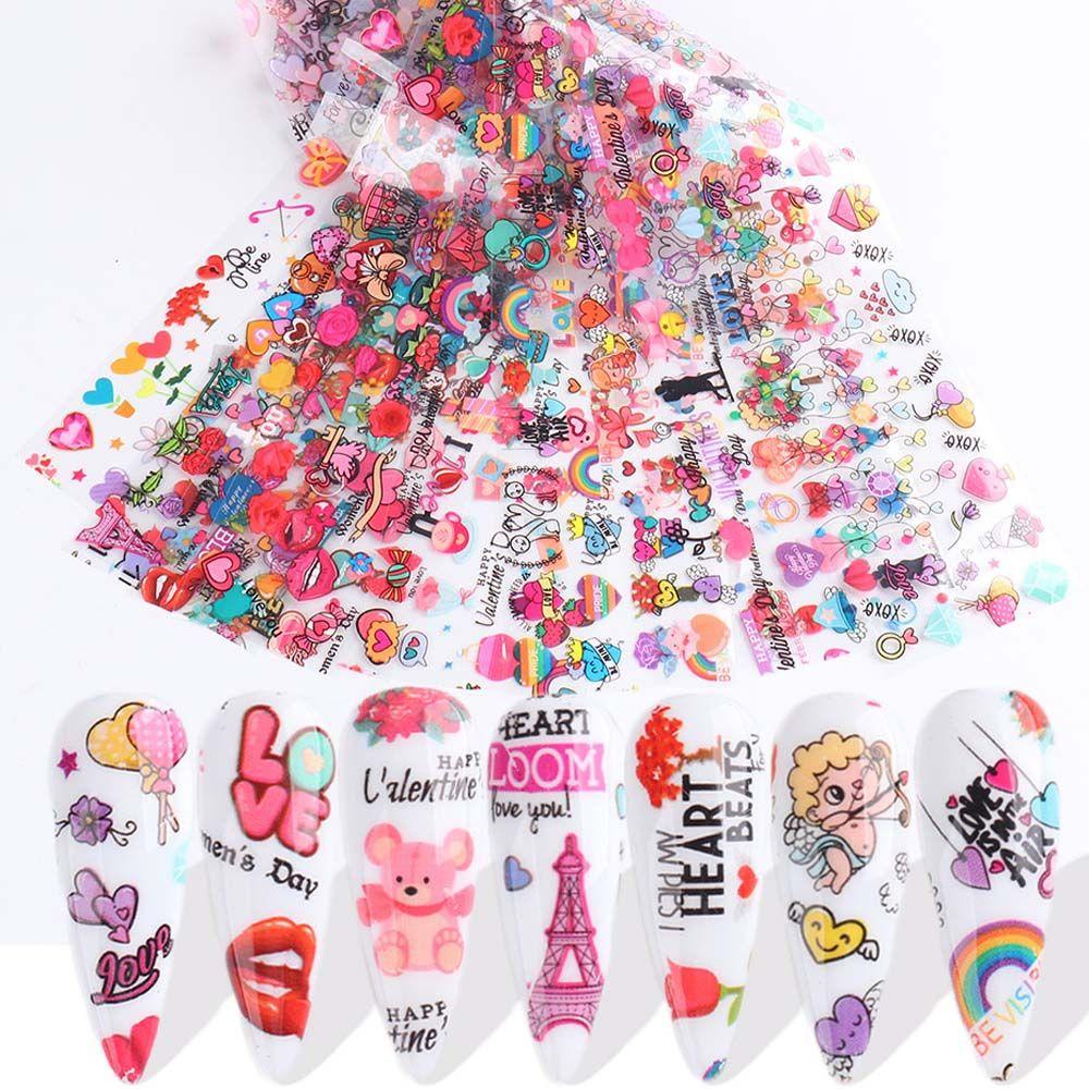 OCEANMAP Set 10 Miếng Dán Móng Tay Họa Tiết Valentine Độc Đáo