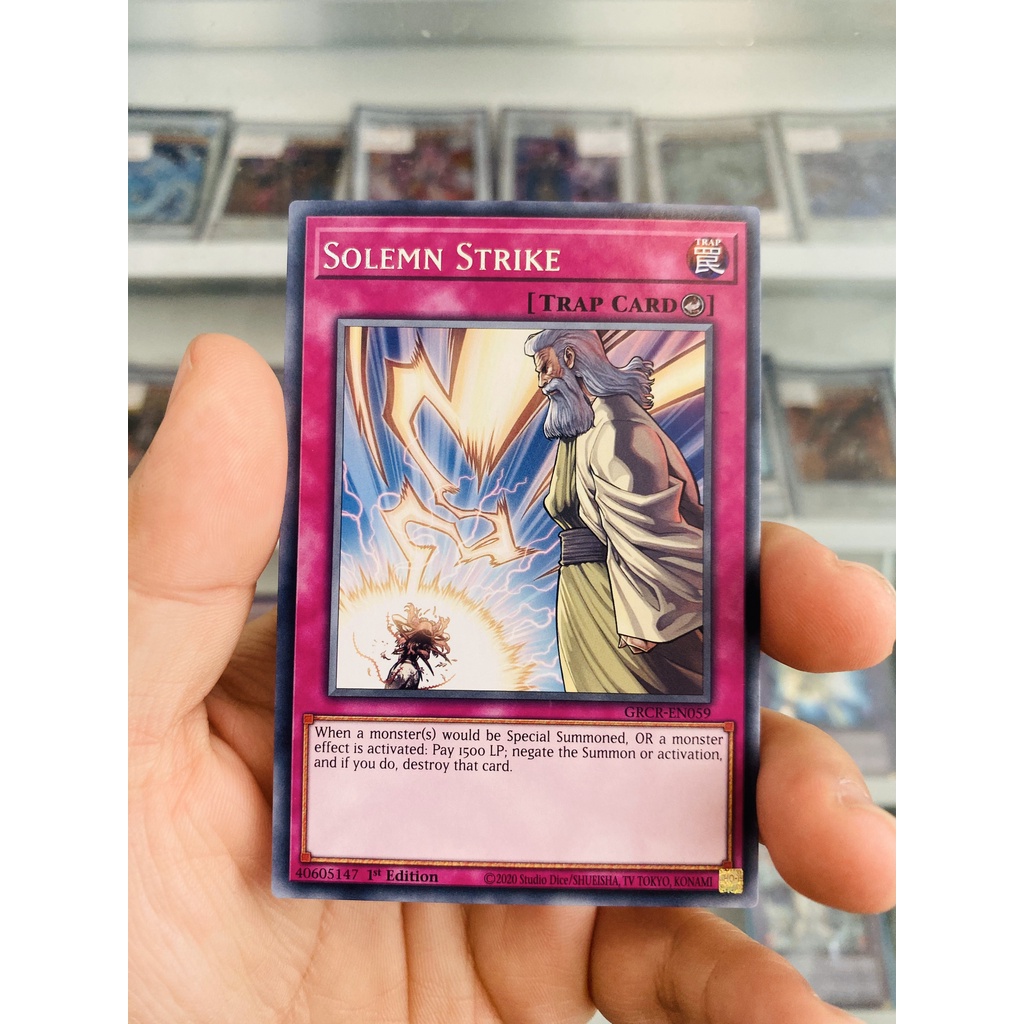 Thẻ Bài YugiOh! Mã GRCR-EN059 - Solemn Strike - Rare - 1st Edition