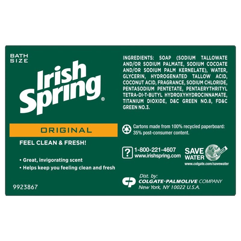 Xà bông cục diệt khuẩn IRISH SPRING Deodorant Soap Original