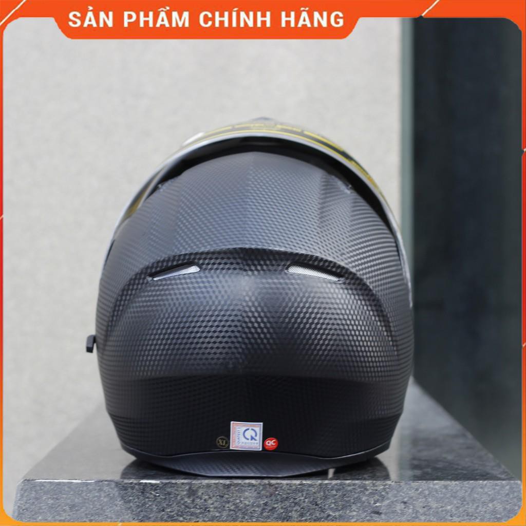 Mũ bảo hiểm Fullface Lật hàm 2 kính Royal M179 đen nhám vân Carbon - ASA HELMETS