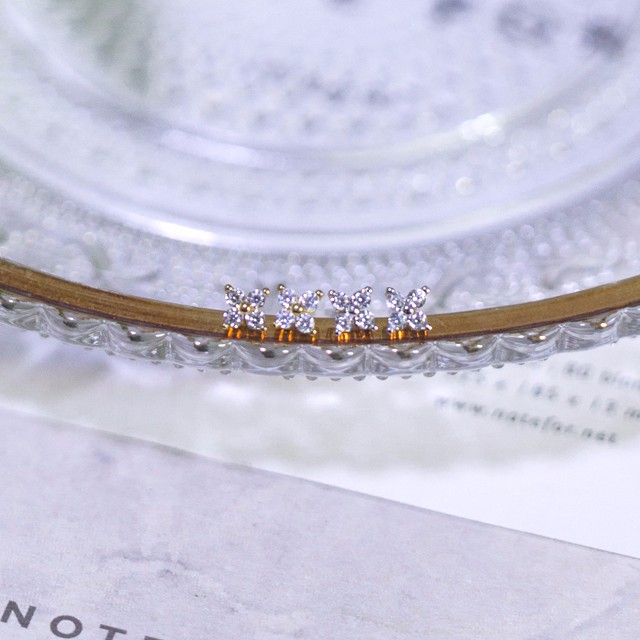 Bông Tai Mạ Bạc 925 Hình Hoa Đính Đá zircon Xinh Xắn Cho Nữ