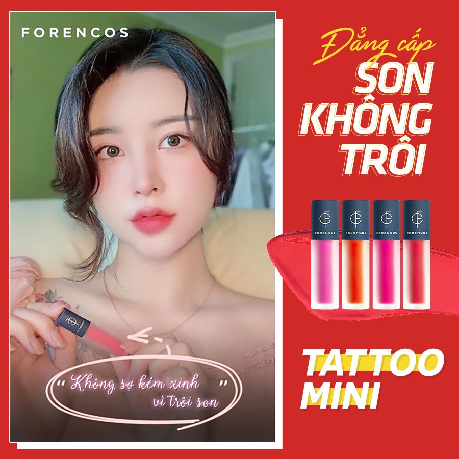 Son kem lì FORENCOS Lip Tattoo Soak Tint 13 màu chính hãng Hàn Quốc